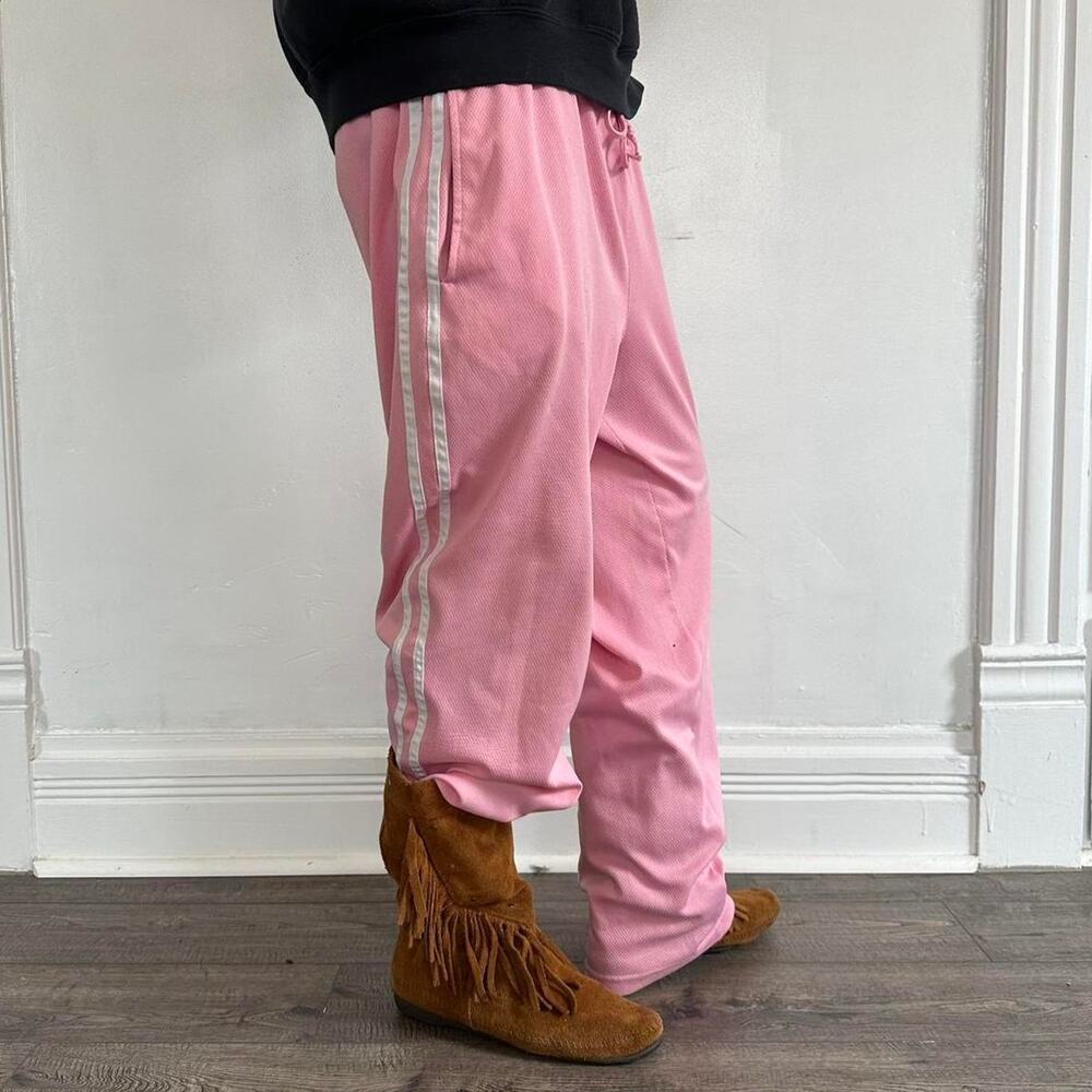 Vintage Baggy Striped Flowy Bubble Gum Pink Striped Track Pants Sweats
